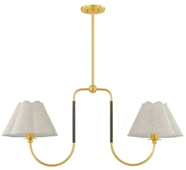 Janie 2-Light Linear - Aged Brass/True Bronze/Natural Linen - Mandy Cheng for Mitzi - Brown