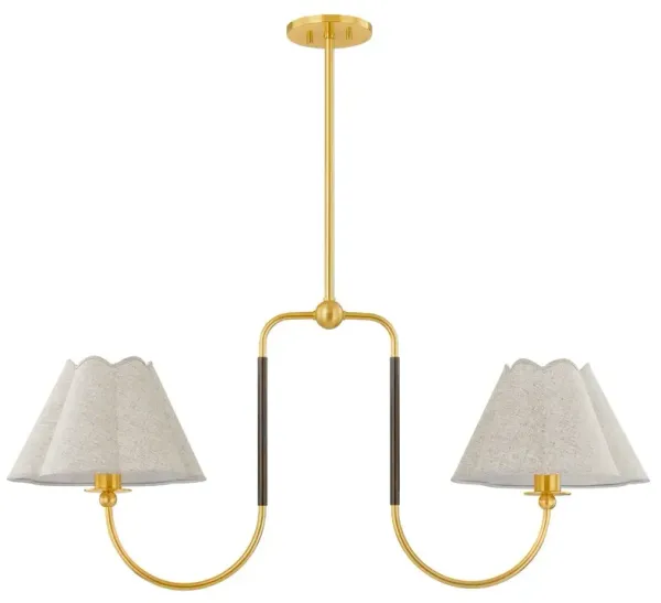 Janie 2-Light Linear, Aged Brass/True Bronze/Natural Linen