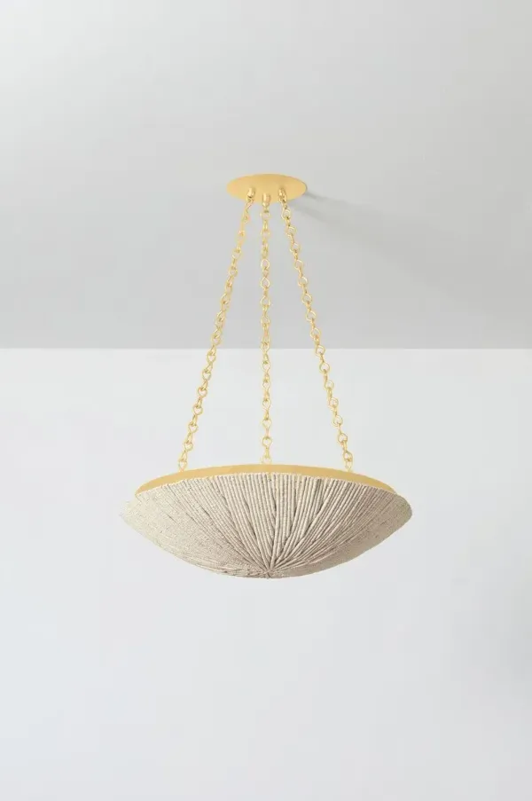 Darion Hand-Beaded Pendant - Vintage Gold Leaf/Coco Shell