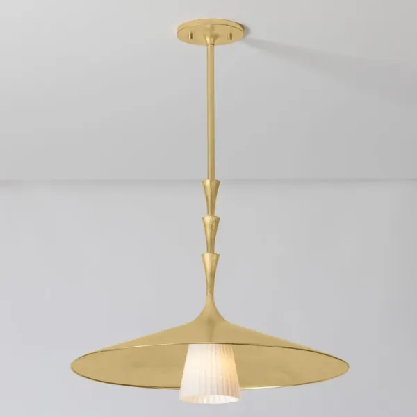 Jynelle Pendant - Vintage Gold Leaf/Glossy Opal Glass