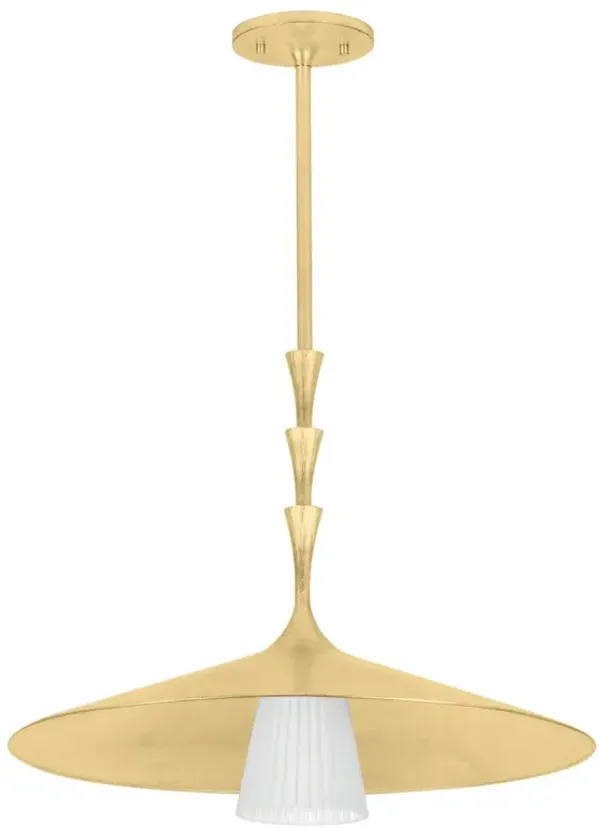 Jynelle Pendant - Vintage Gold Leaf/Glossy Opal Glass