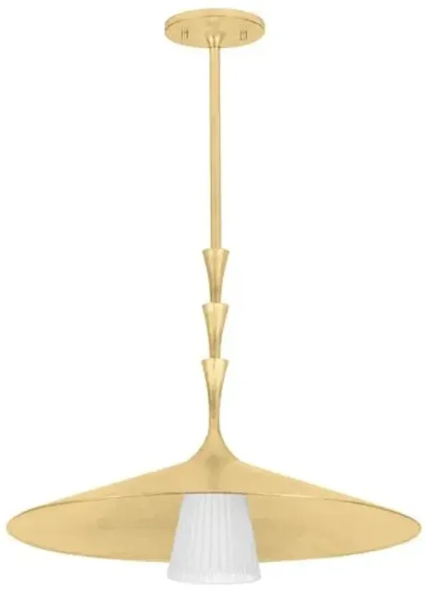 Jynelle Pendant - Vintage Gold Leaf/Glossy Opal Glass