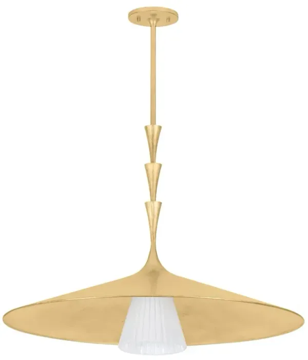 Jynelle Pendant - Vintage Gold Leaf/Glossy Opal Glass