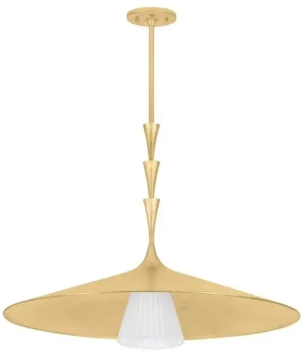 Jynelle Pendant - Vintage Gold Leaf/Glossy Opal Glass