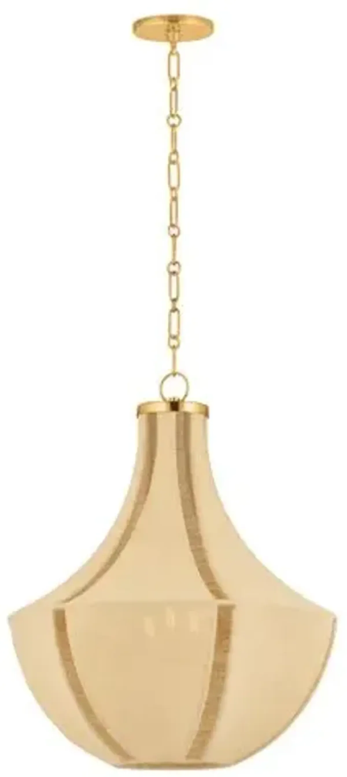 Rhidian Lake Pendant - Aged Brass/Natural Cloth - Brown