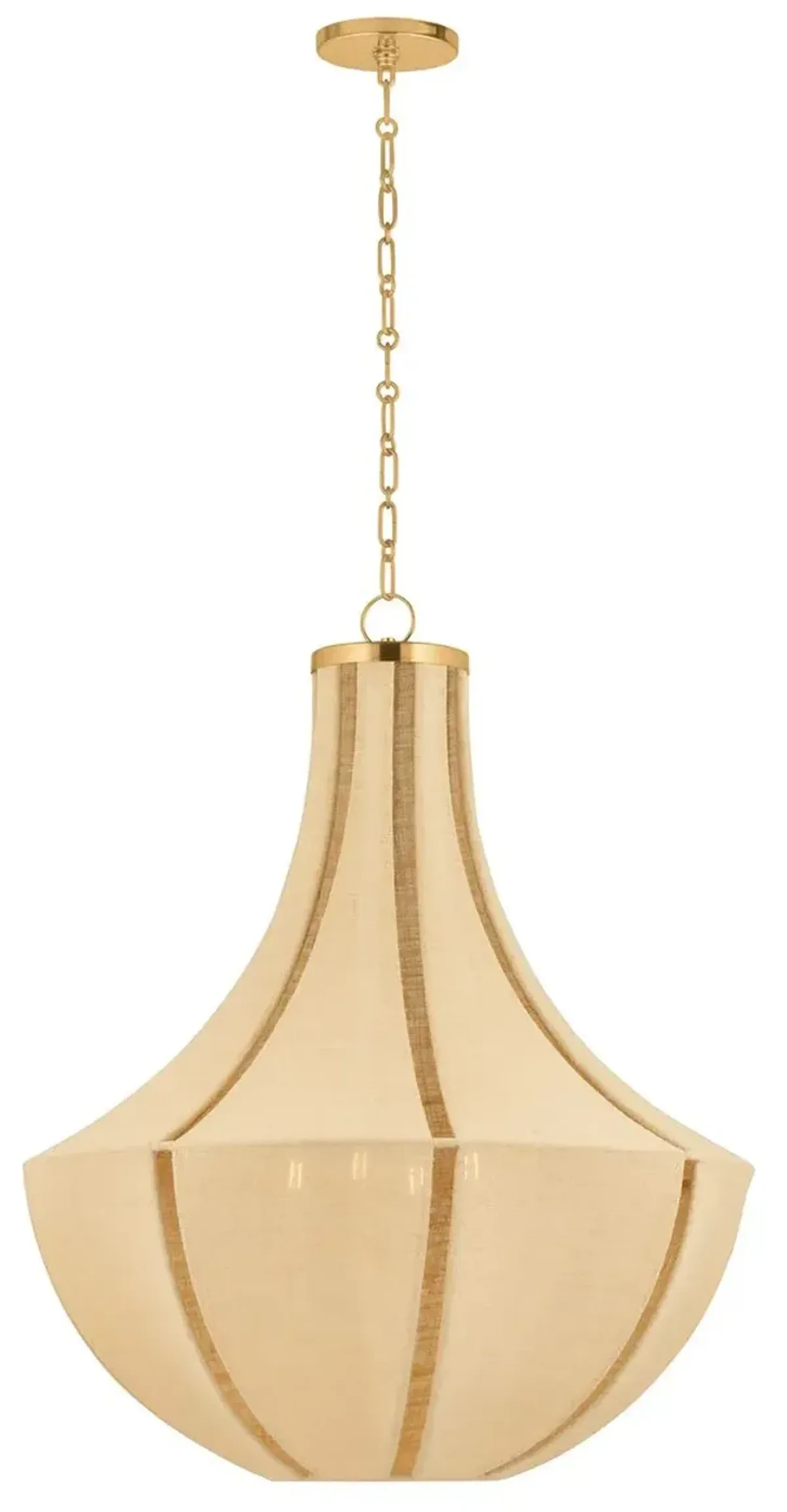 Rhidian Lake Pendant - Aged Brass/Natural Cloth - Brown