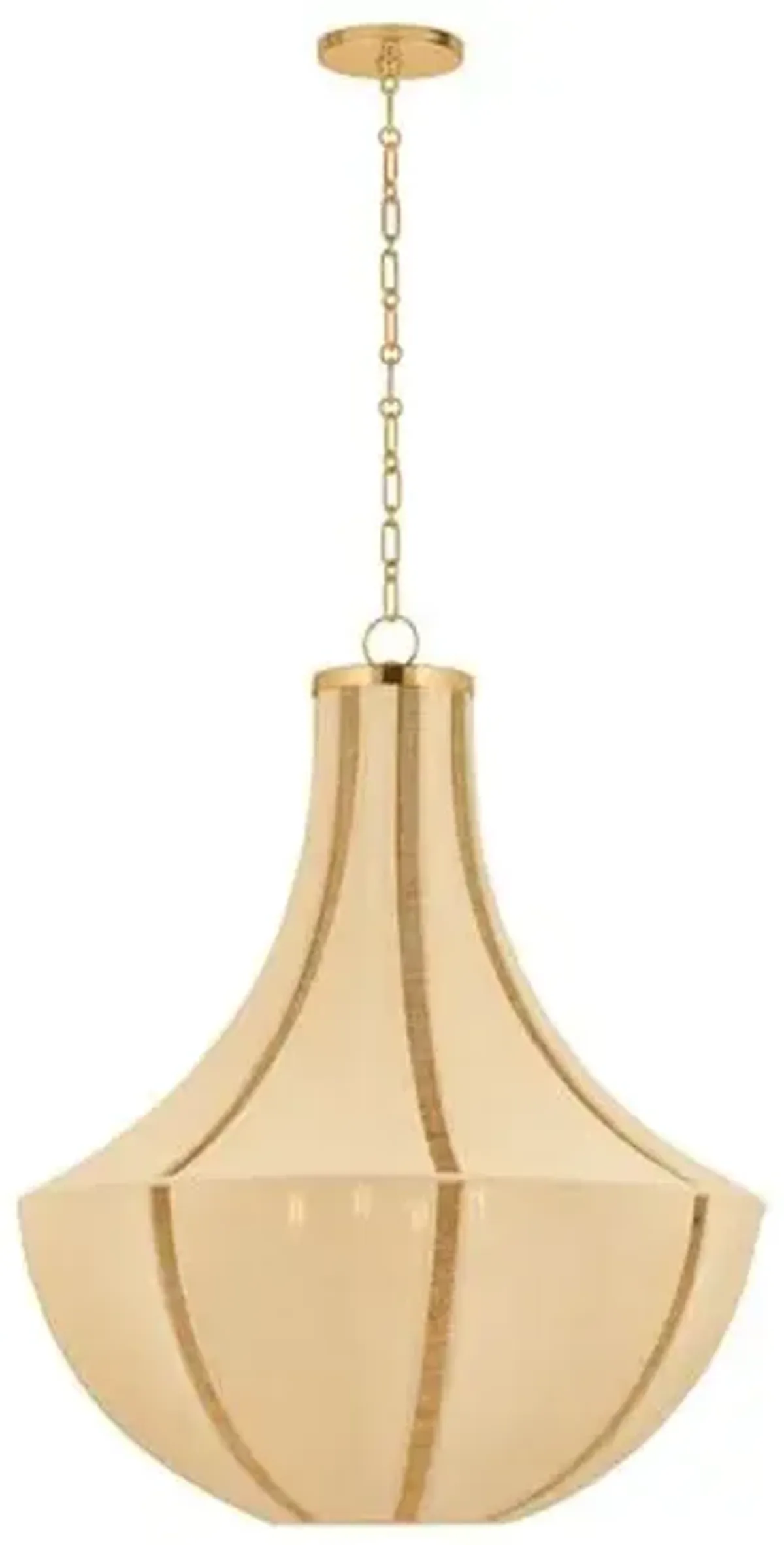 Rhidian Lake Pendant - Aged Brass/Natural Cloth - Brown