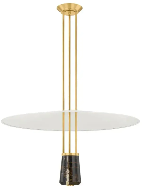 Vienne Pendant - Aged Brass/Dark Marble/Soft White