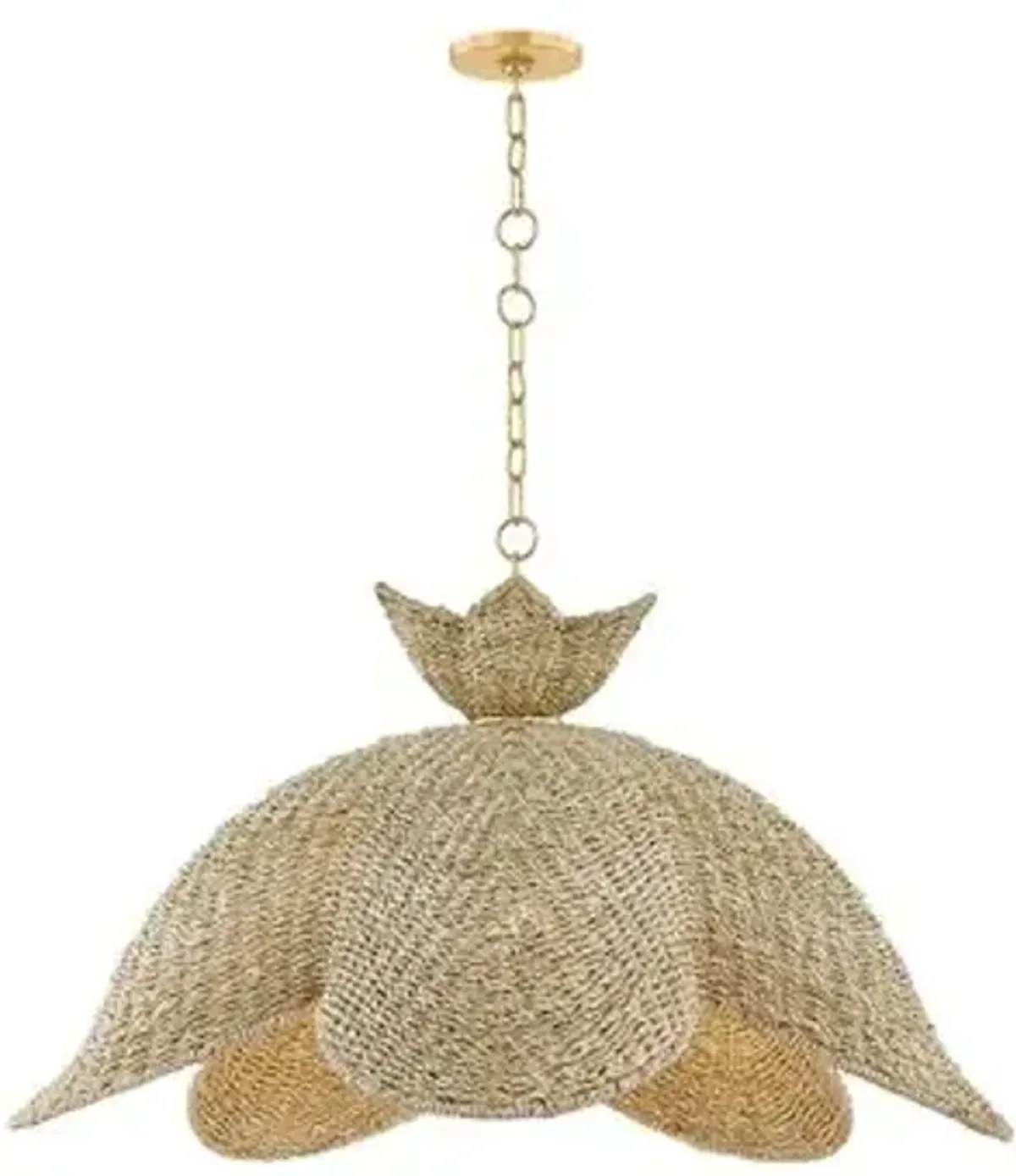 Orsten Pendant - Aged Brass/Light Natural Wicker - Handcrafted - Brown