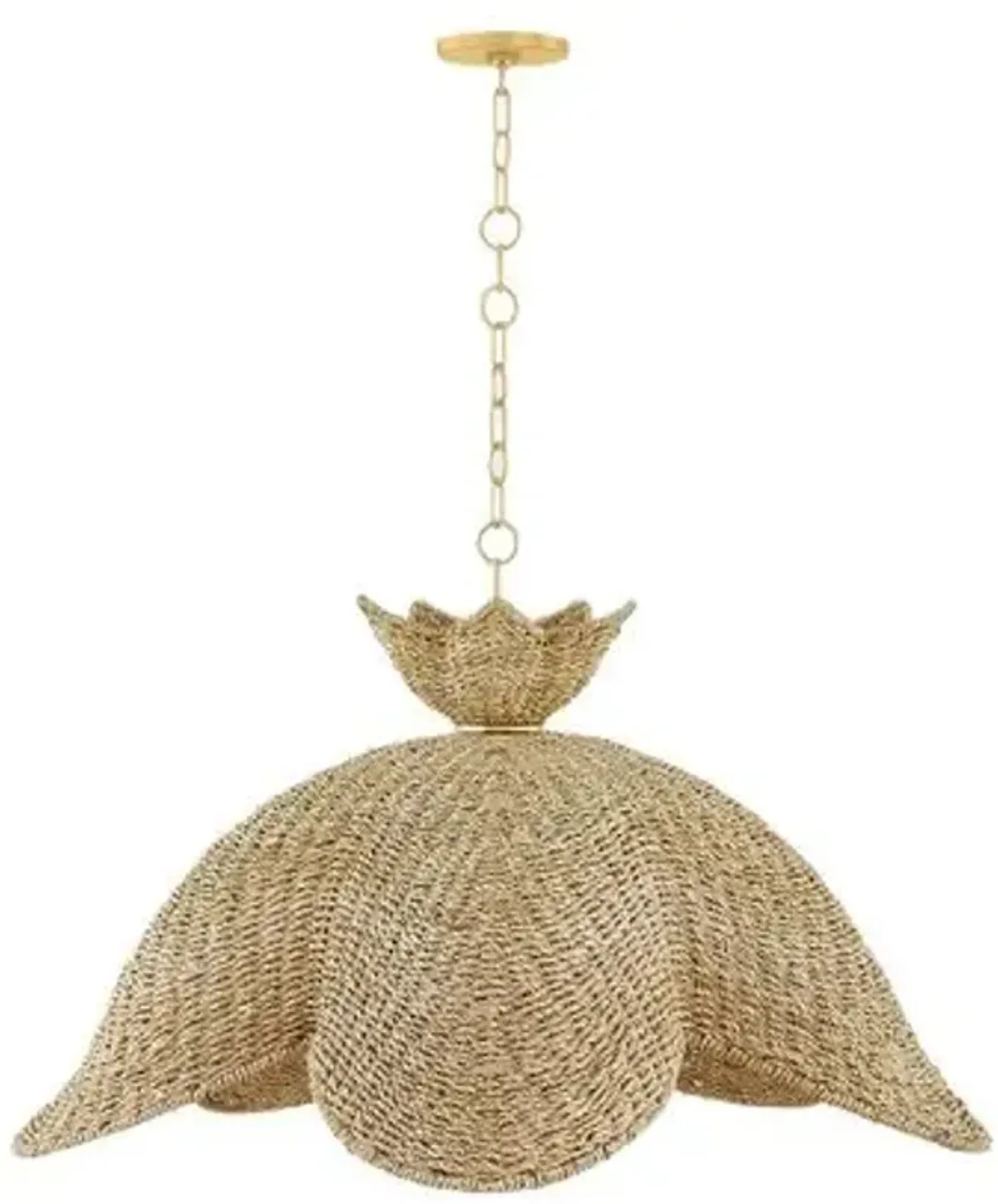 Orsten Pendant - Aged Brass/Light Natural Wicker - Handcrafted - Brown