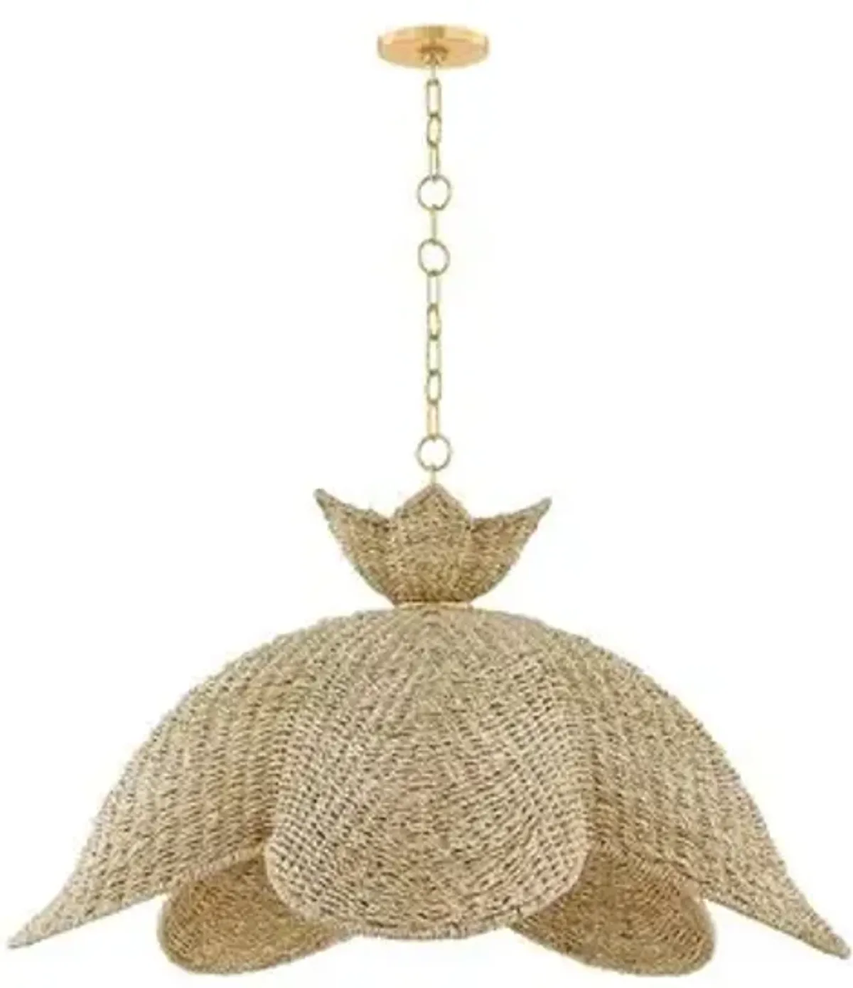 Orsten Pendant - Aged Brass/Light Natural Wicker - Handcrafted - Brown