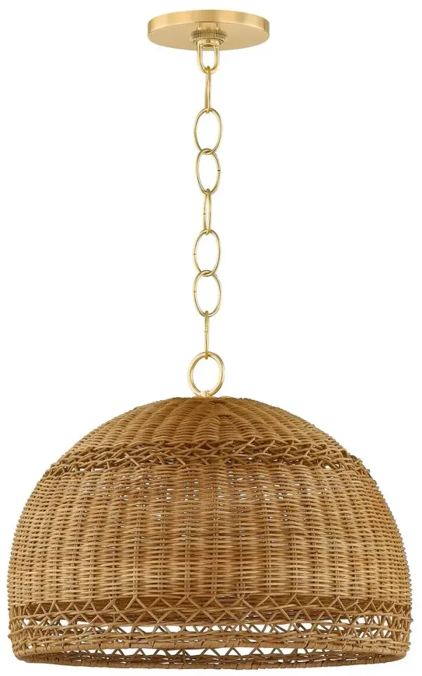 Taelynn Pendant - Aged Brass/Light Natural Wicker - Brown