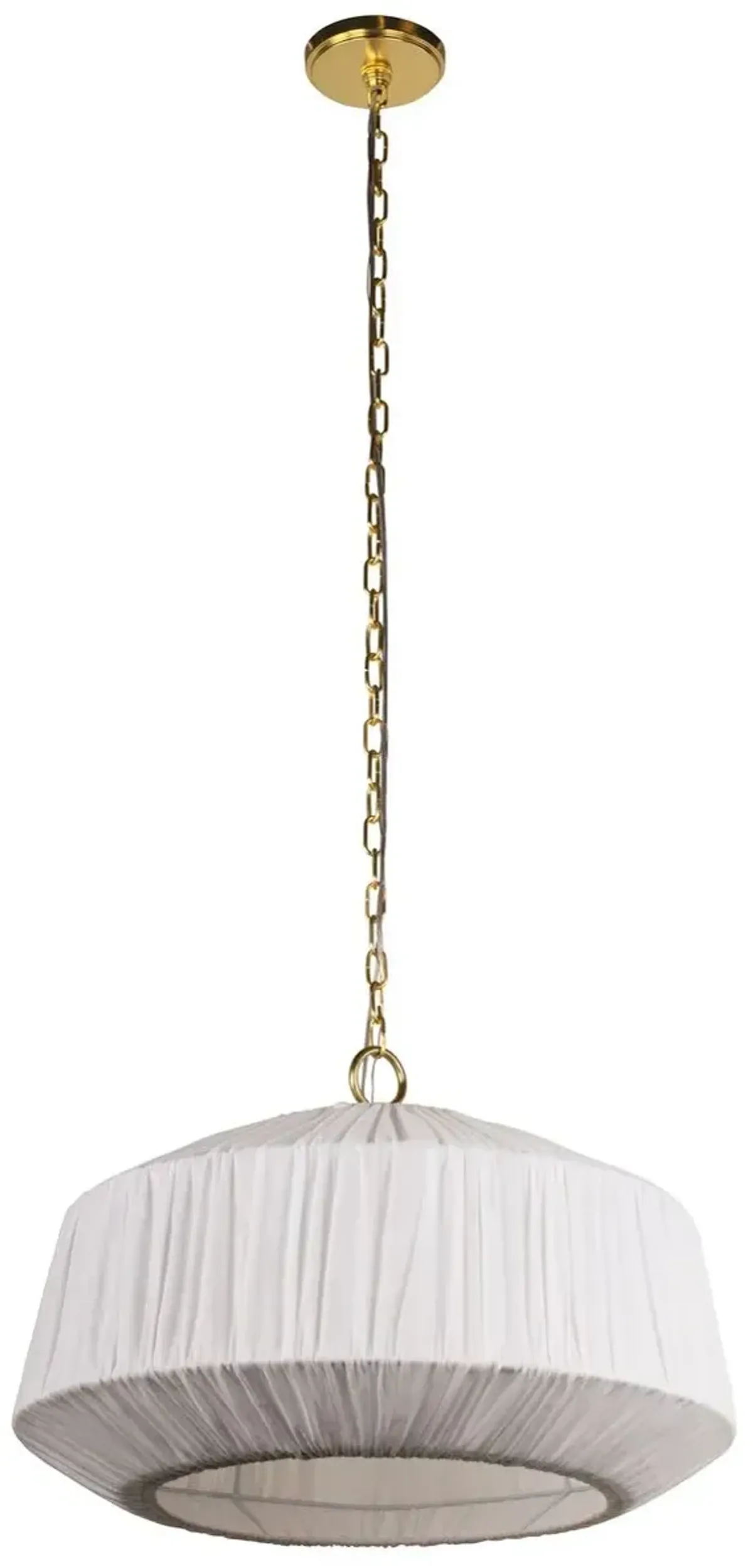 Venla Wide Pendant - Aged Brass/White Linen
