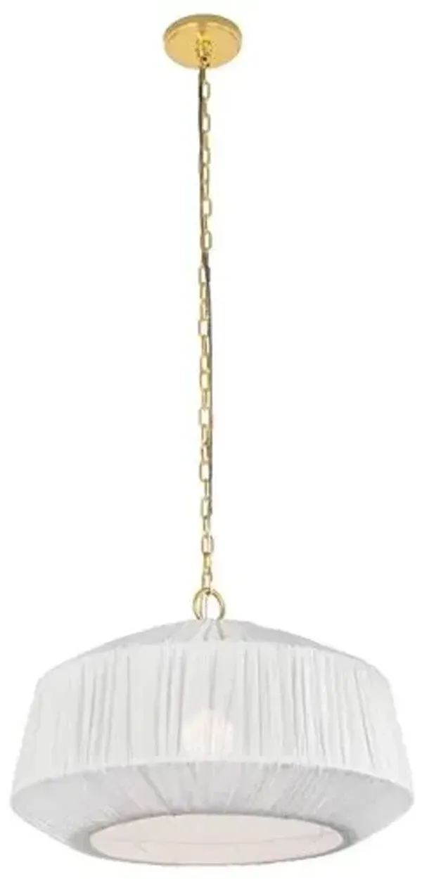 Venla Wide Pendant - Aged Brass/White Linen