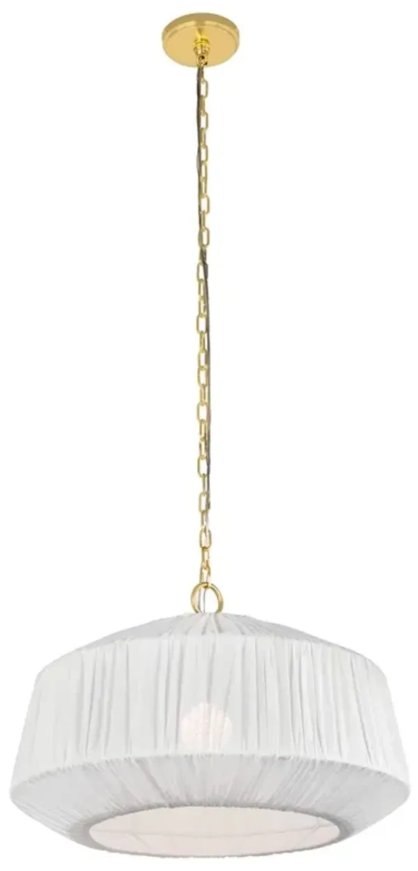 Venla Wide Pendant - Aged Brass/White Linen