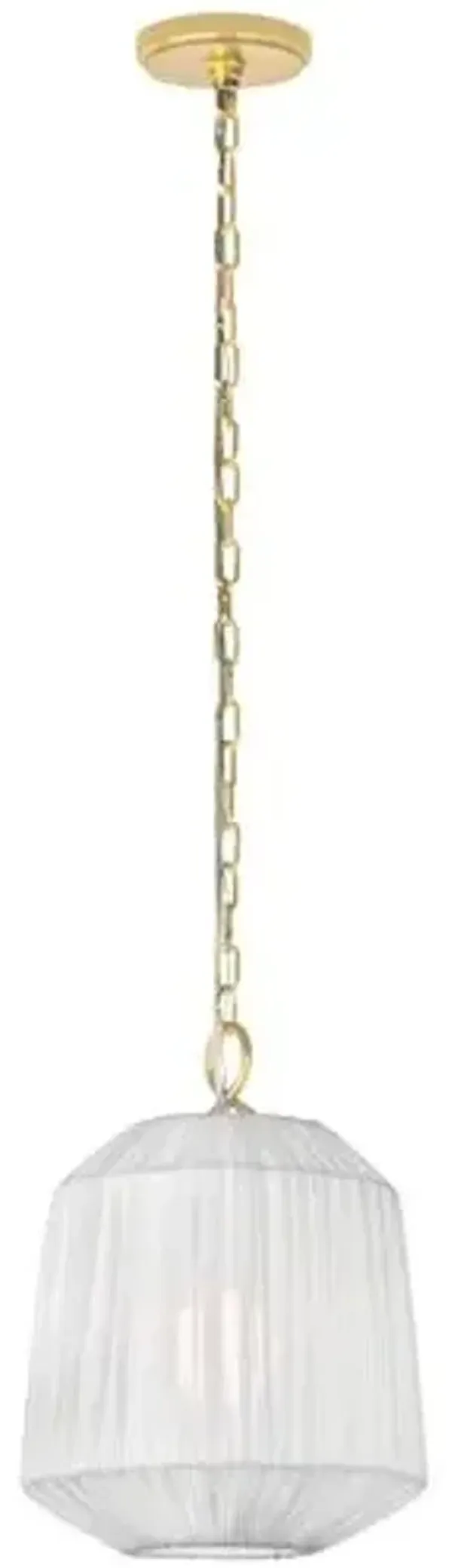 Venla Pendant - Aged Brass/White Linen