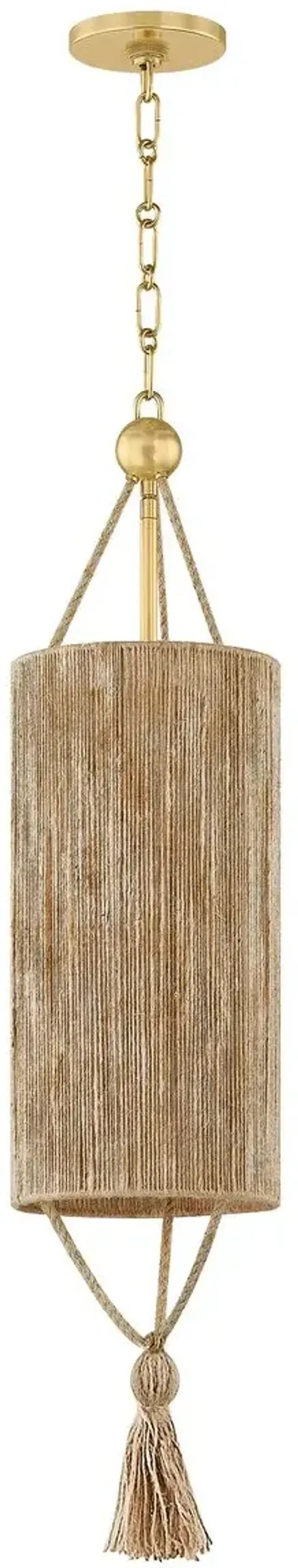 Reyn Pendant, Aged Brass/Natural String