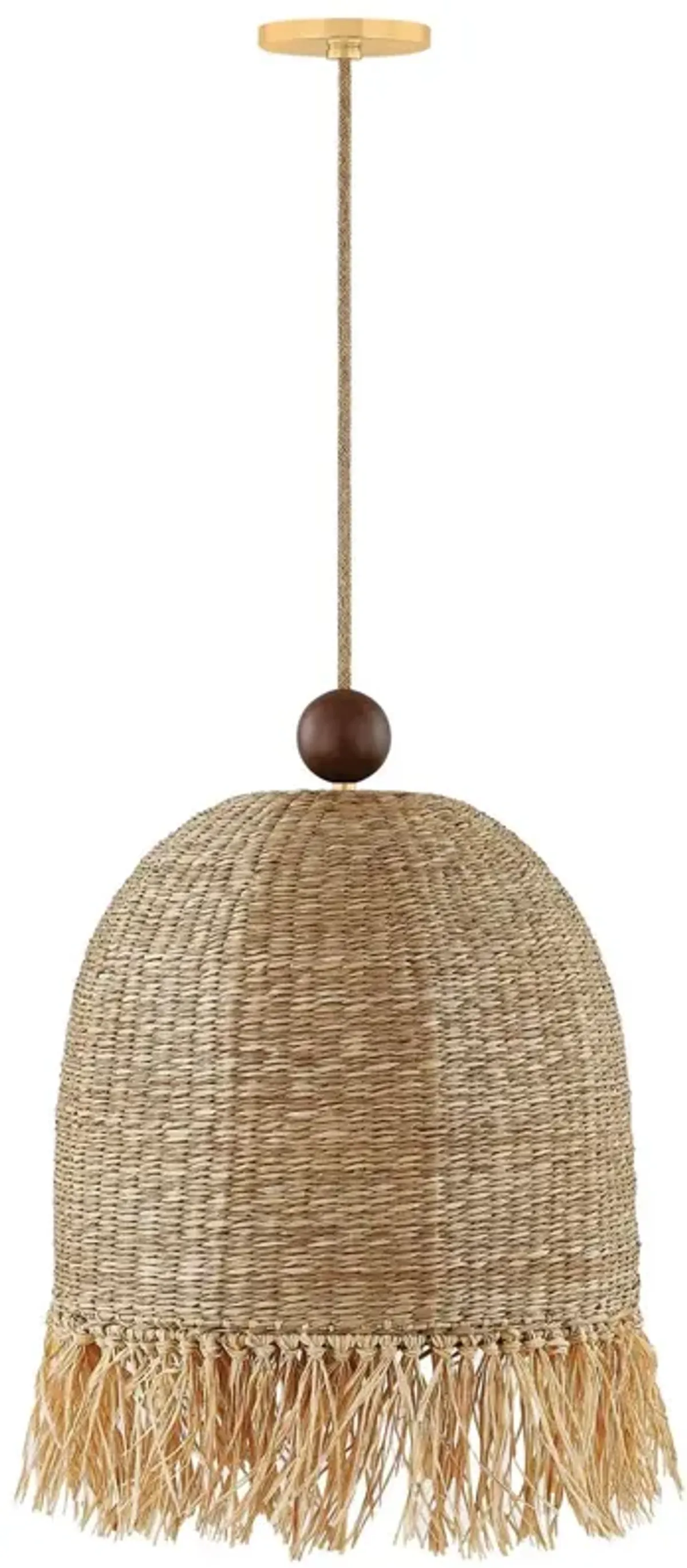 Sheri Pendant - Aged Brass/Natural Raffia - Mandy Cheng for Mitzi - Brown