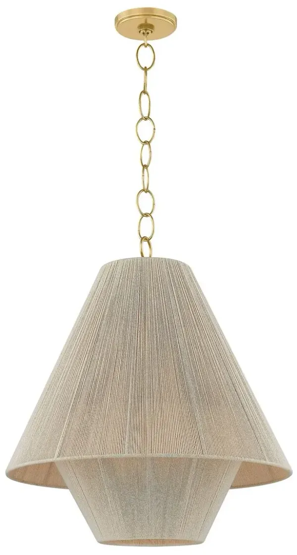 Quorin Pendant, Aged Brass/Cotton String