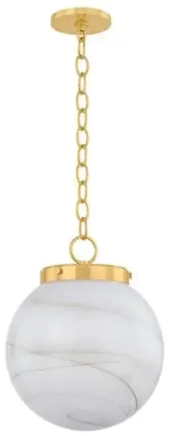 Calina Pendant - Aged Brass/Cappuccino Swirl Glass - Gold