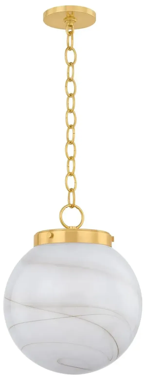 Calina Pendant - Aged Brass/Cappuccino Swirl Glass - Gold