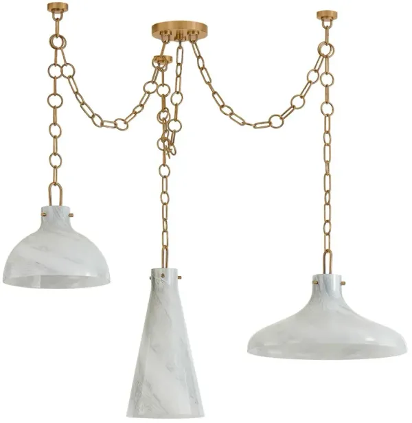 Joaquin Chandelier - Patina Brass/Luna Glass - Troy Lighting - Gold