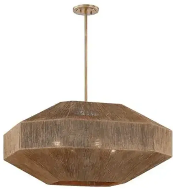 Laken Chandelier - Patina Brass/Natural Jute - Troy Lighting - Brown