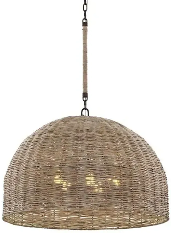 Huxley Chandelier - Textured Bronze/Rattan - Troy Lighting - Brown