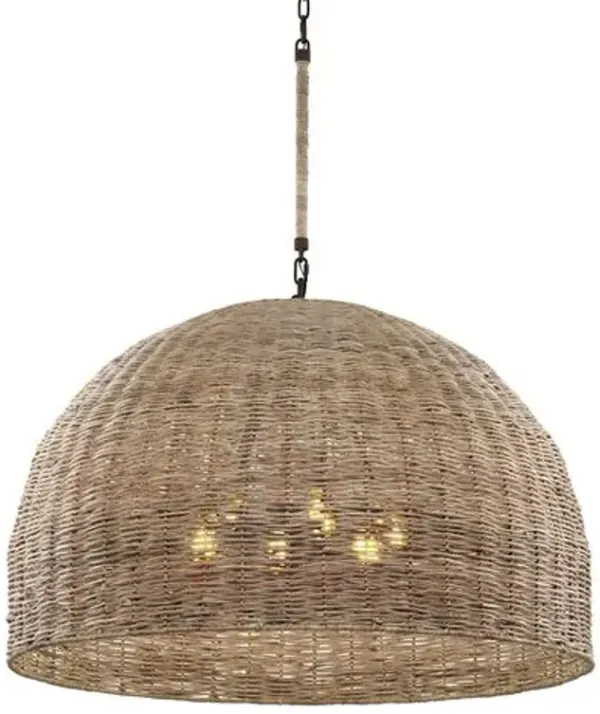 Huxley Chandelier - Textured Bronze/Rattan - Troy Lighting - Brown
