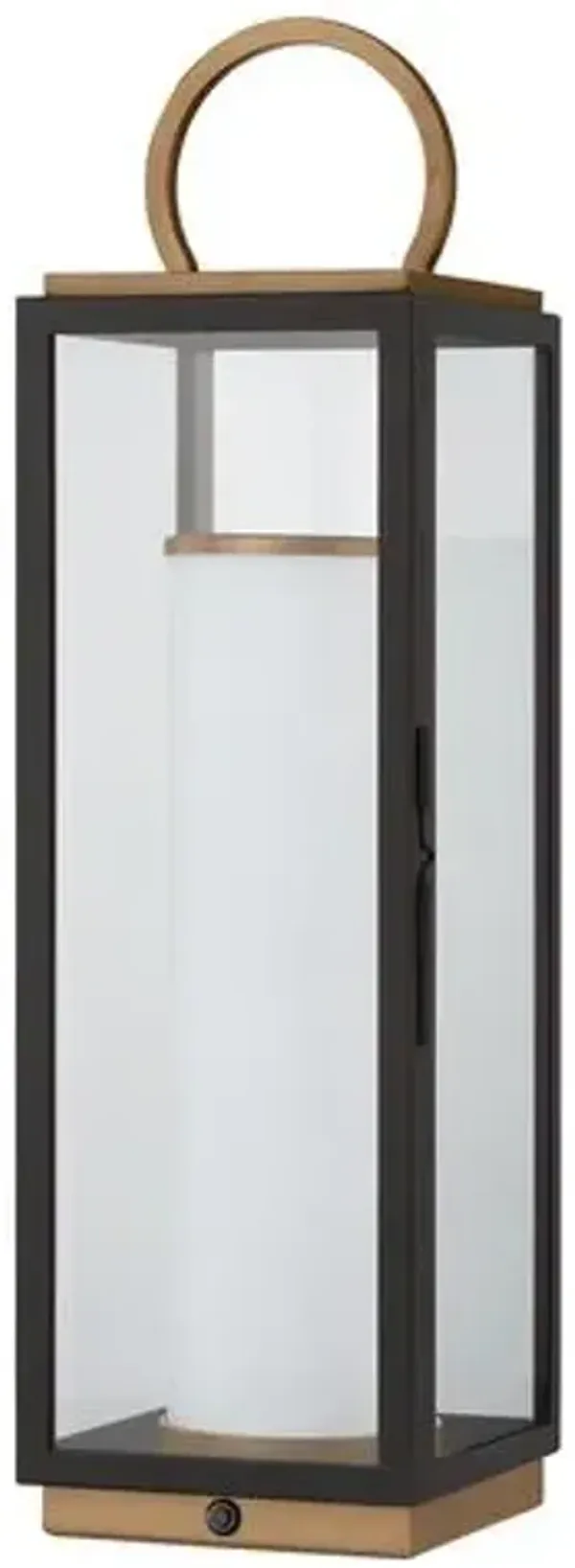 Gareth Outdoor Rechargeable Table Lamp - Patina Brass/Textured Black/Clear - Troy Lighting