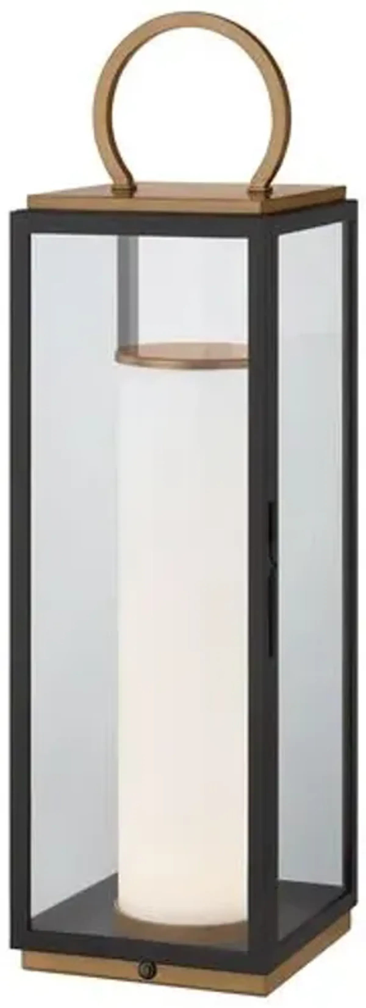Gareth Outdoor Rechargeable Table Lamp - Patina Brass/Textured Black/Clear - Troy Lighting - Multi