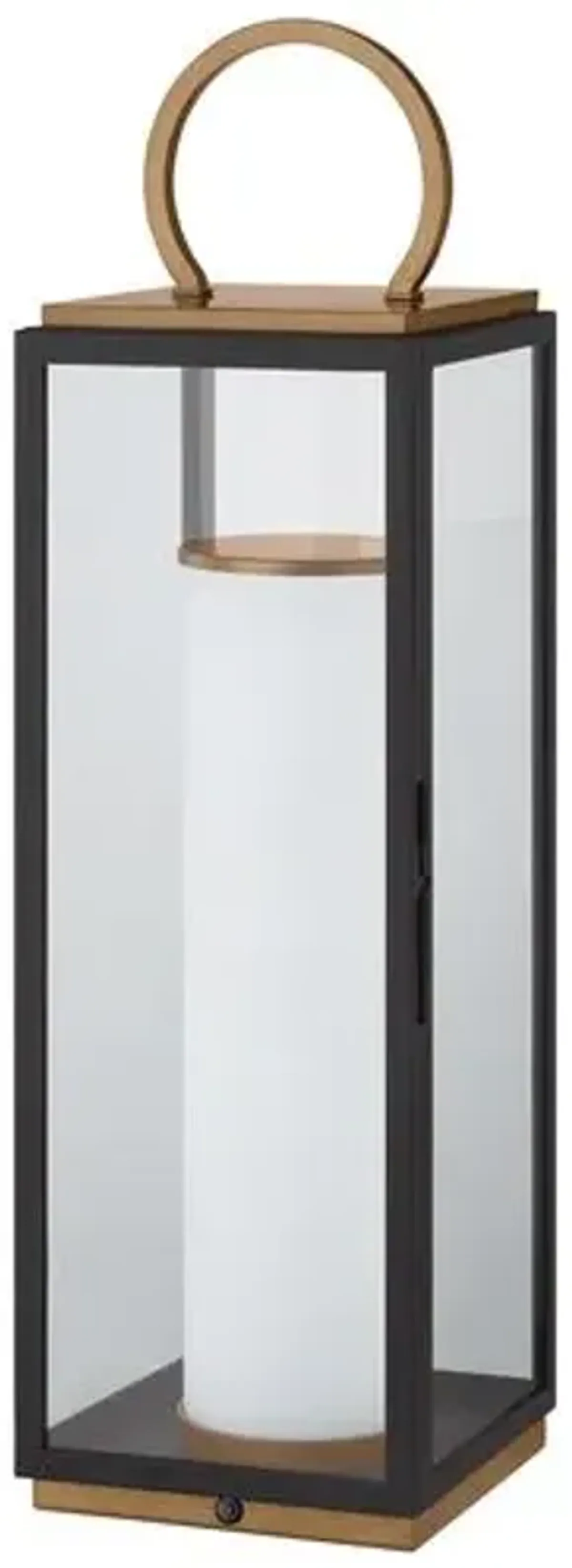 Gareth Outdoor Rechargeable Table Lamp - Patina Brass/Textured Black/Clear - Troy Lighting - Multi