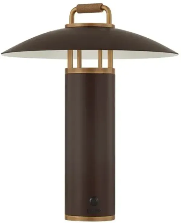 Birk Outdoor Rechargable Table Lamp - Patina Brass/Bronze - Troy Lighting - Gold