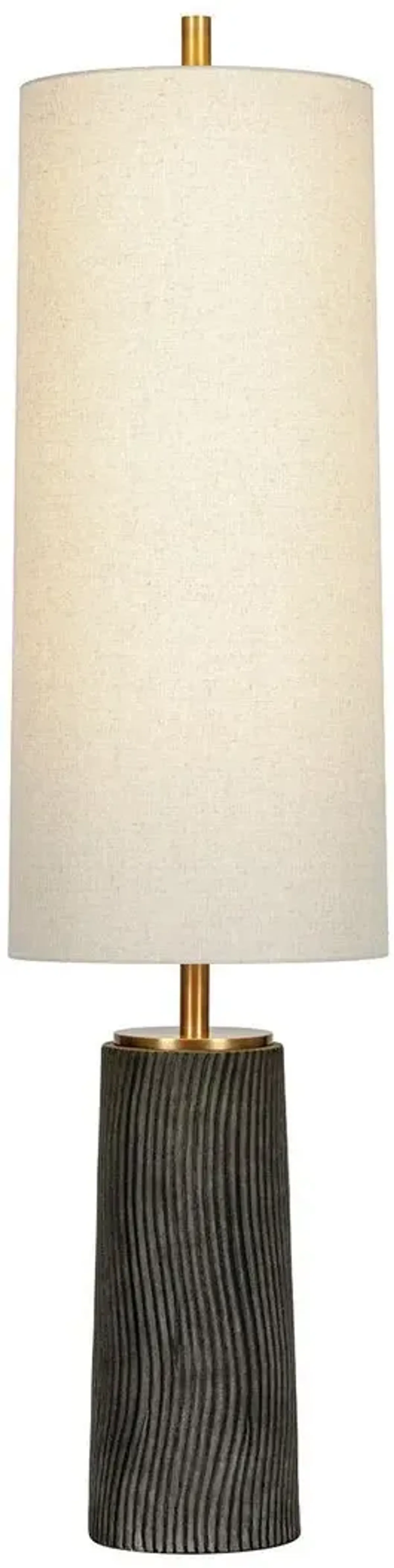 Thane Ceramic Floor Lamp - Meditation Grey/Natural Linen - Troy Lighting