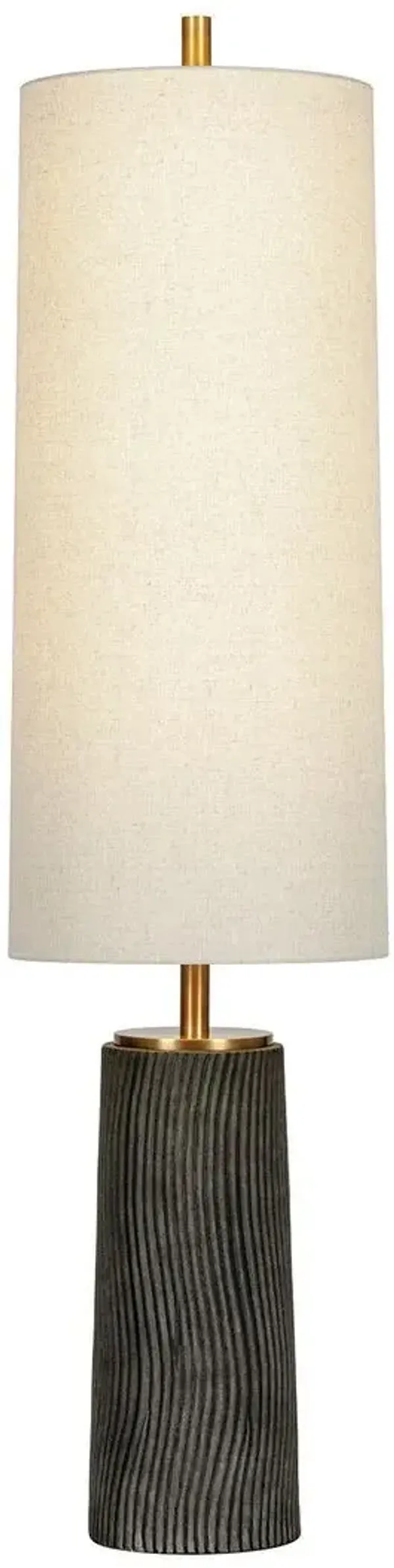 Thane Ceramic Floor Lamp - Meditation Grey/Natural Linen - Troy Lighting