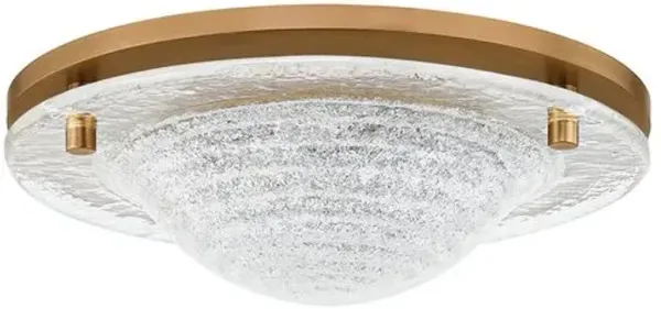 Halston Flush Mount - Patina Brass/Piastre Glass - Troy Lighting - Gold