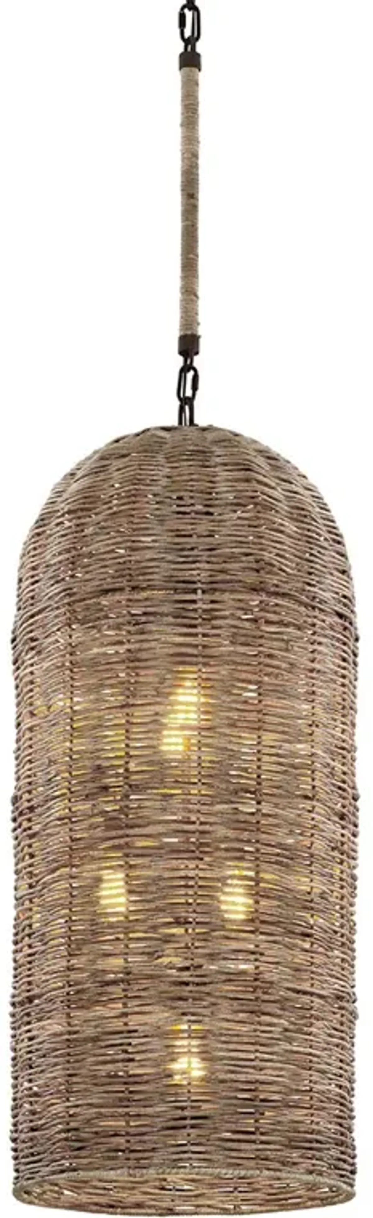Huxley Pendant - Textured Bronze/Rattan - Troy Lighting - Brown