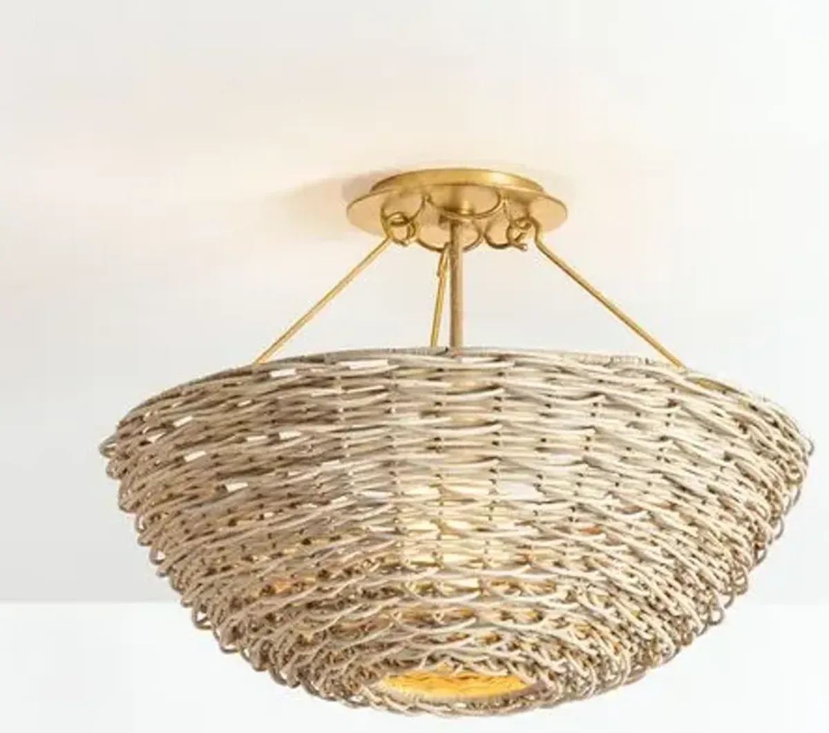 Campo Semi Flush - Vintage Gold Leaf/Light Natural Wicker - Troy Lighting