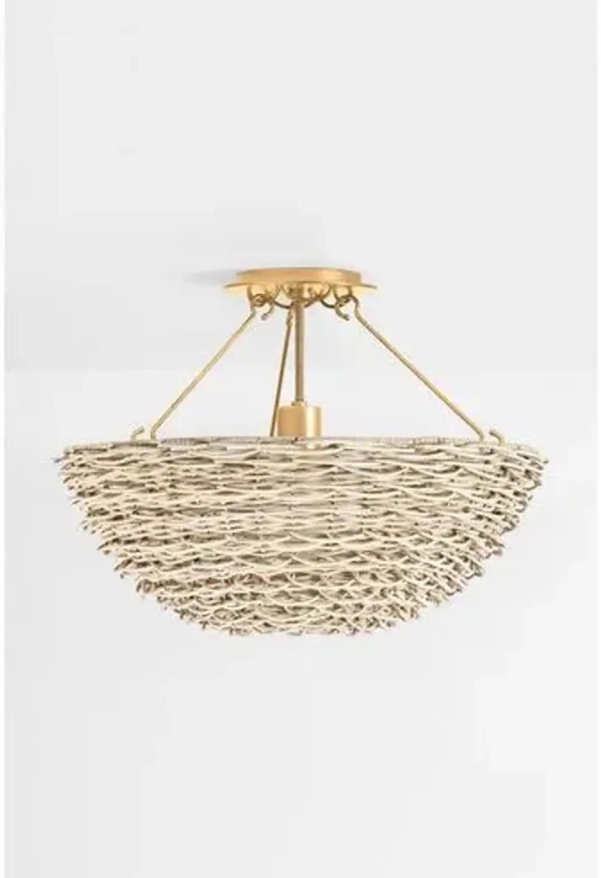 Campo Semi Flush - Vintage Gold Leaf/Light Natural Wicker - Troy Lighting