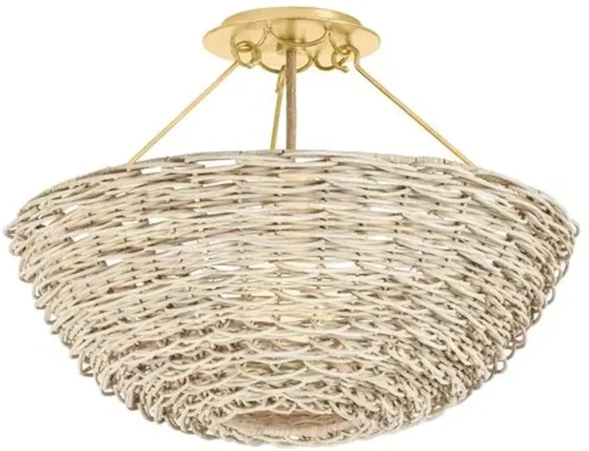 Campo Semi Flush - Vintage Gold Leaf/Light Natural Wicker - Troy Lighting