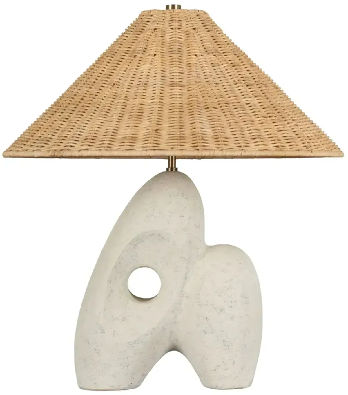 Nairn Ceramic Table Lamp - Patina Brass/Rustic Bone/Light Natural Wicker - Multi