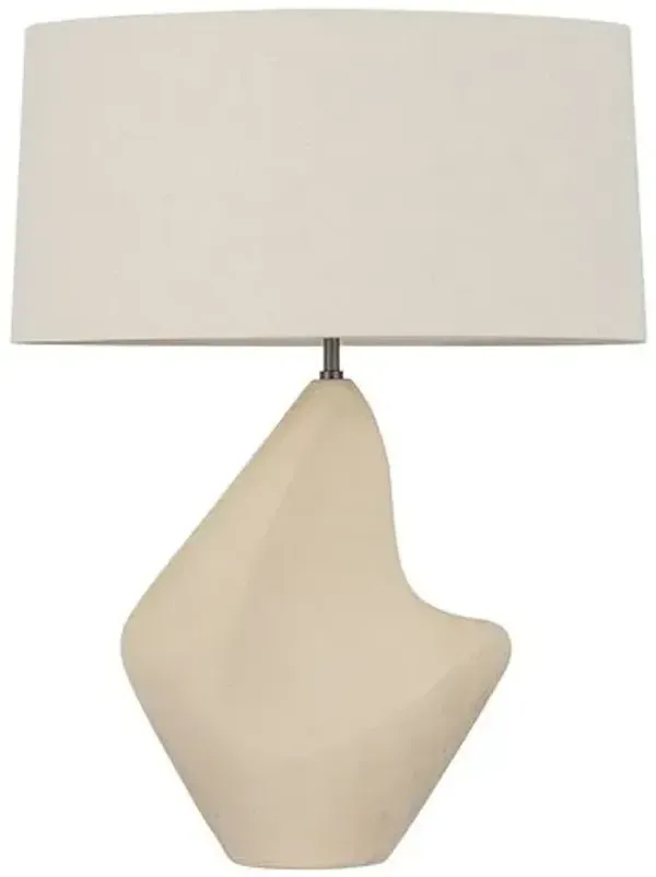 Huntly Ceramic Table Lamp - Ivory Breakstone/Natural Linen