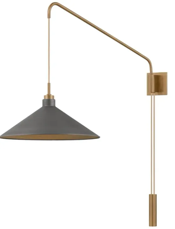 Conor Wall Sconce - Patina Brass and Graphite/Graphite - Troy Lighting - Gray