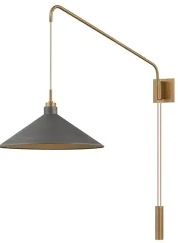 Conor Wall Sconce - Patina Brass and Graphite/Graphite - Troy Lighting - Gray