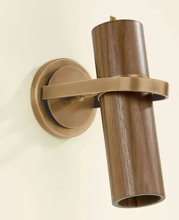 Lennox Wall Sconce - Patina Brass/Walnut - Troy Lighting - Handcrafted - Brown