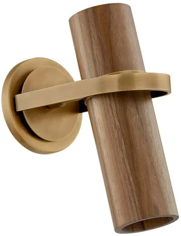 Lennox Wall Sconce - Patina Brass/Walnut - Troy Lighting - Handcrafted - Brown