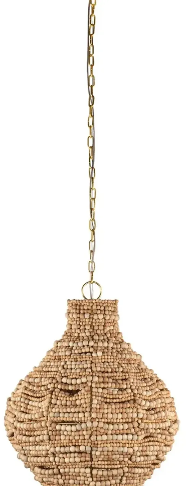 Ashren Beaded Pendant - Aged Brass/Natural Wood - Brown