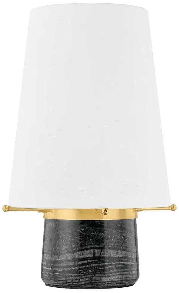 Varek Portable Rechargeable Table Lamp - Black Marble/White