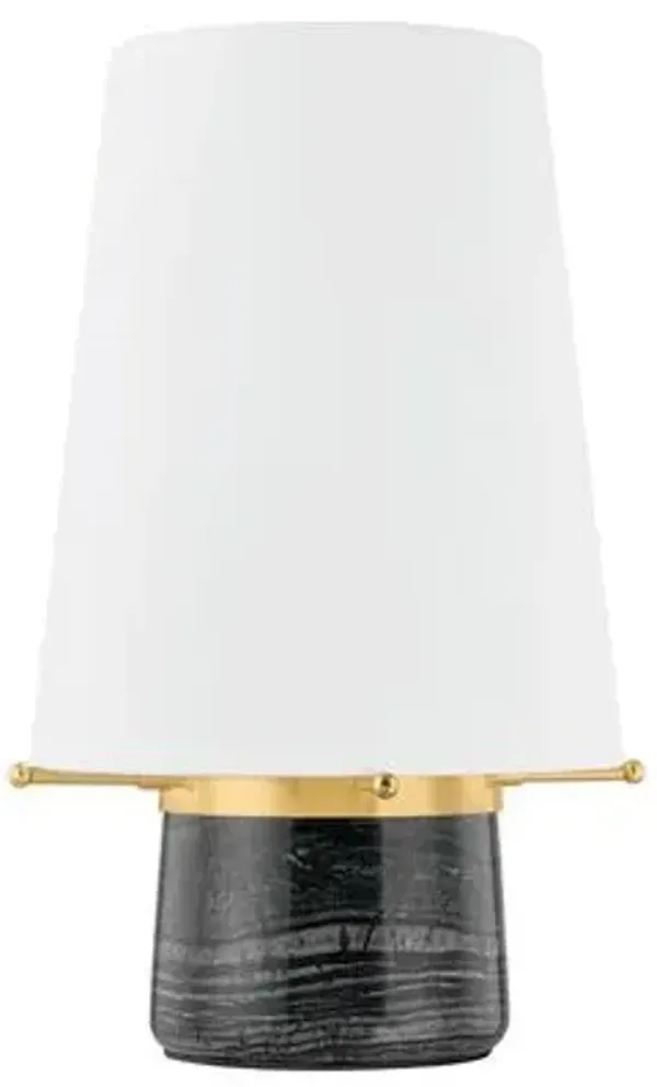 Varek Portable Rechargeable Table Lamp - Black Marble/White