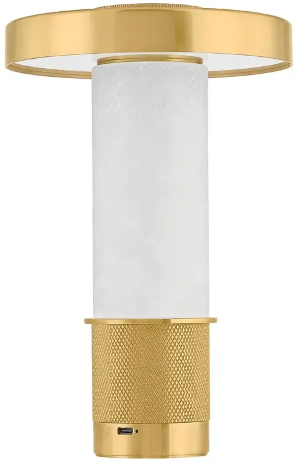 Vaelric Portable Rechargeable Table Lamp - Alabaster/Aged Brass - Gold